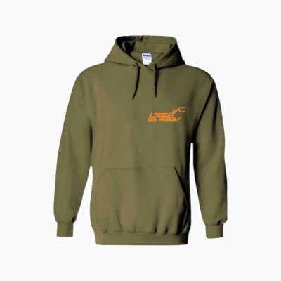 Felpa con cappuccio A pesca col Mosca con scritta Arancione